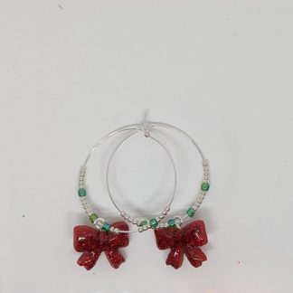 Red ribbon christmas bangels