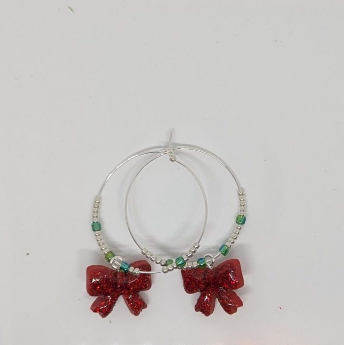 Red ribbon christmas bangels