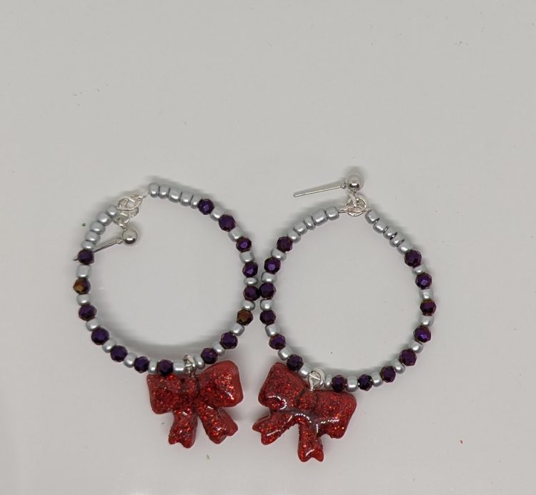 Red ribbon christmas bangels