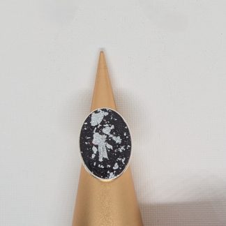 Black and silver embedded ring