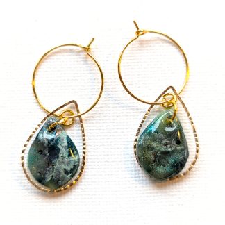 Faux Jade droplet hoops